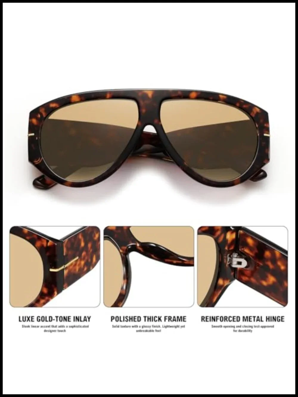 Oversized Aviator Sunglasses UV400 Protection Retro Trendy Big Shades for